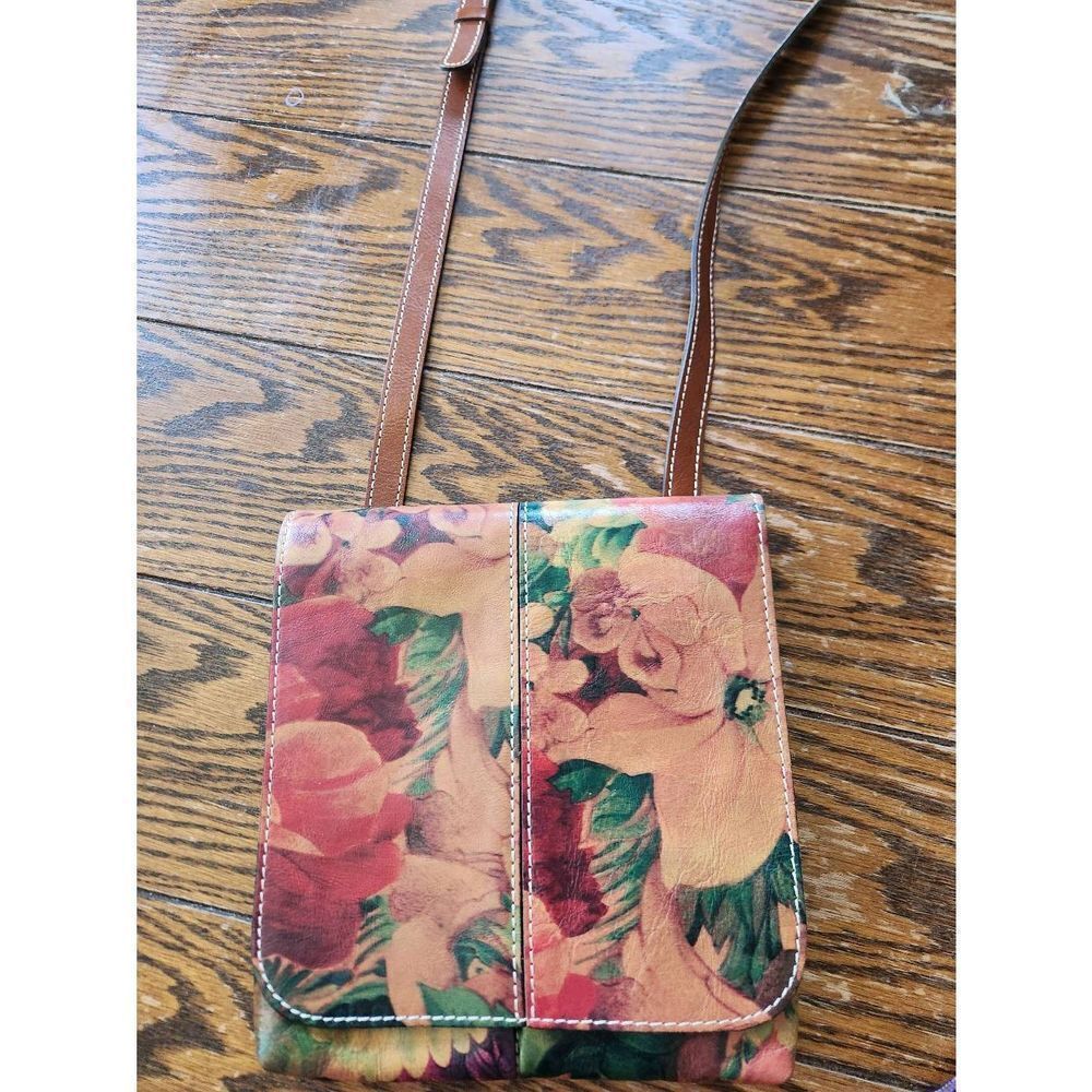 Patricia Nash GRANADA Heritage Multicolor Floral Print Leather Crossbody Bag